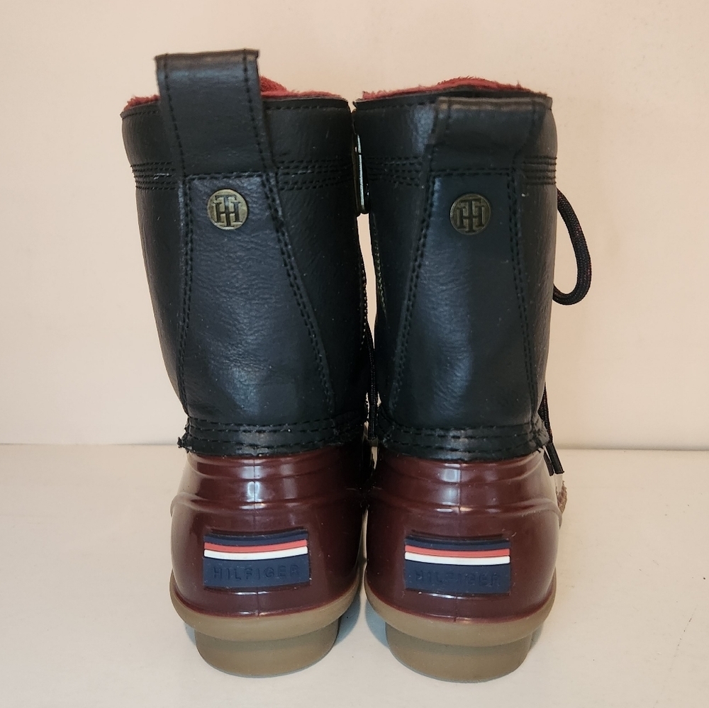 Used Tommy Hilfiger Black and Red Rain Duck Marine Boots Women’s 6 - Picture 5 of 16